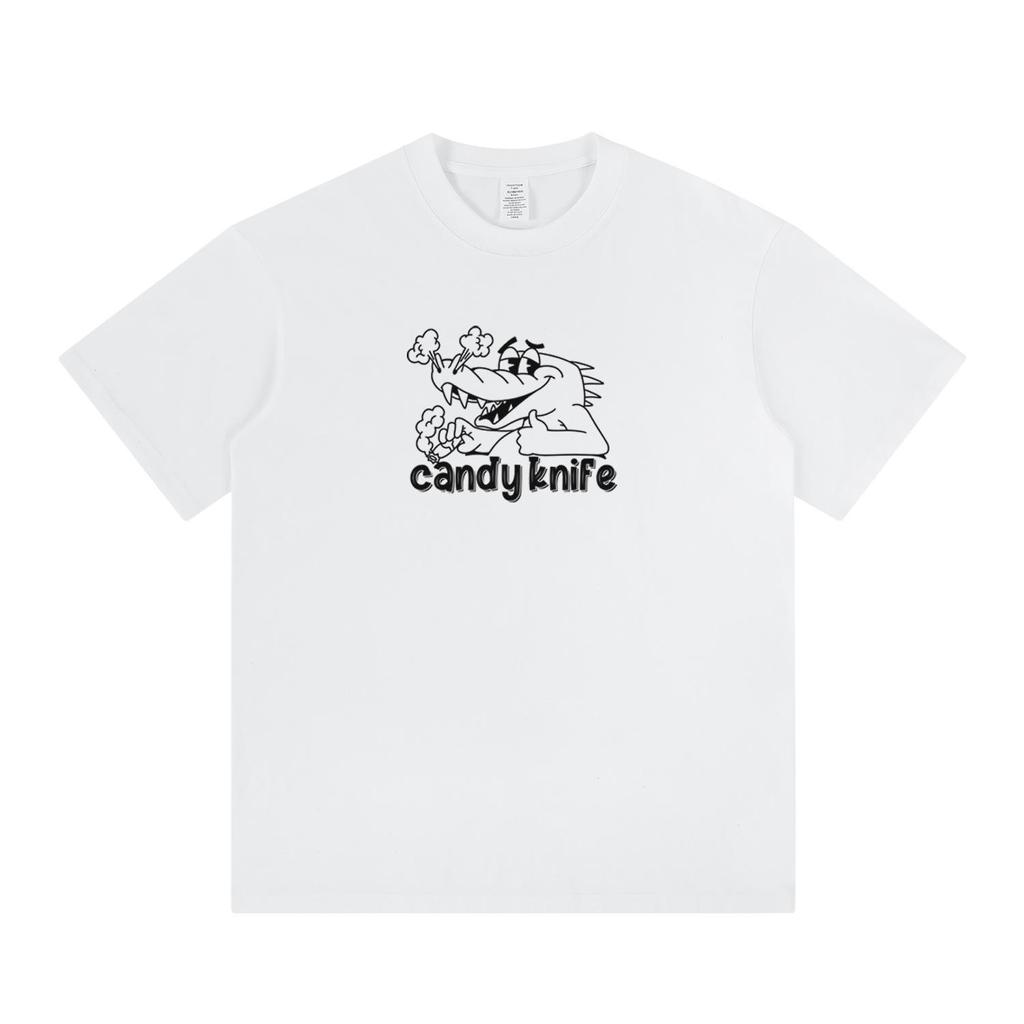 Trendy Korean Cartoon Crocodile Print Couple T-Shirt - Short Sleeve, Versatile Summer Style