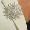 Large Double Layer Flower Brooch Pin Inlaid Faux Pearls Ladies Clothes Accessories Gift