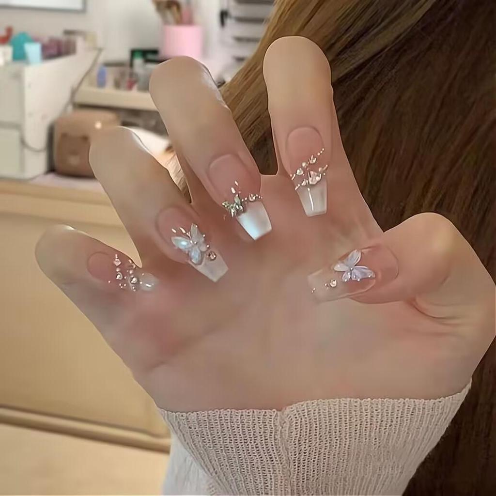 2025 New Style Rich Girl Medium-Length High-End Wearable Nail Stickers & Tips for Brides