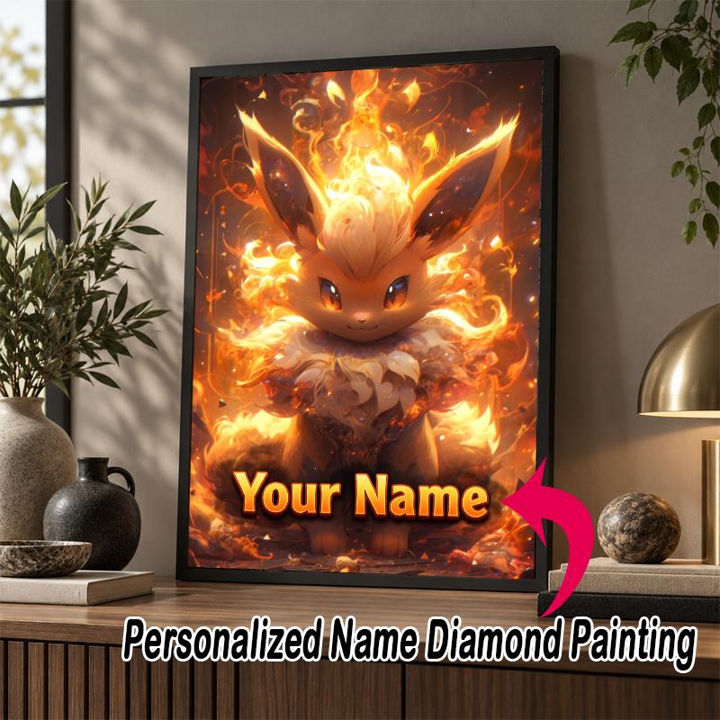 Personalized Eevee Diamond Art Custom Name 5D Diamond Painting Full Drill DIY Craft