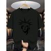 European Size Men'S Statue of Liberty Graphic T-Shirt - Casual Crew Neck, Short Sleeve, Lightweight , Perfect for Summer, Statue Graphic Tee