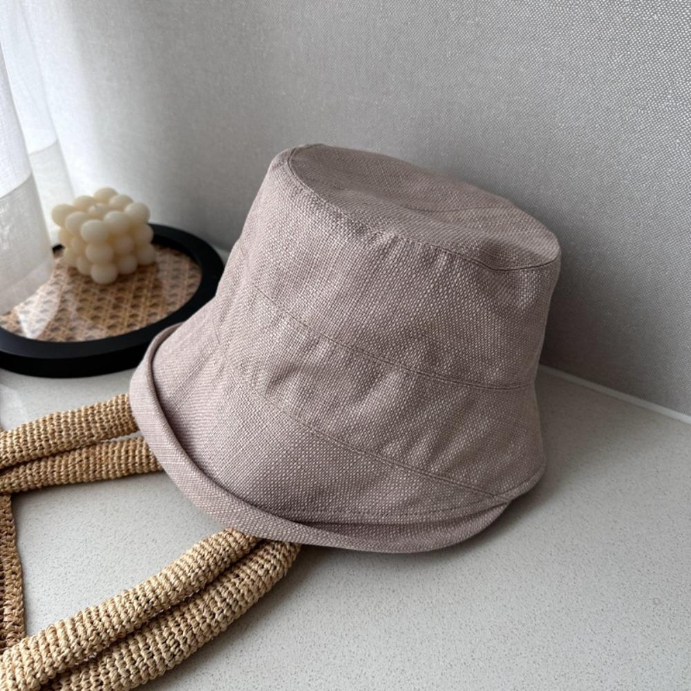 Sunscreen Roll Rim Fisherman Hat UV Protection Japanese Style Bucket Cap Flax Sun Hat  Hiking