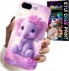 Case For Iphone ( 7 Plus ) - Sweet Little Elephant On Pink Background Case +Foil