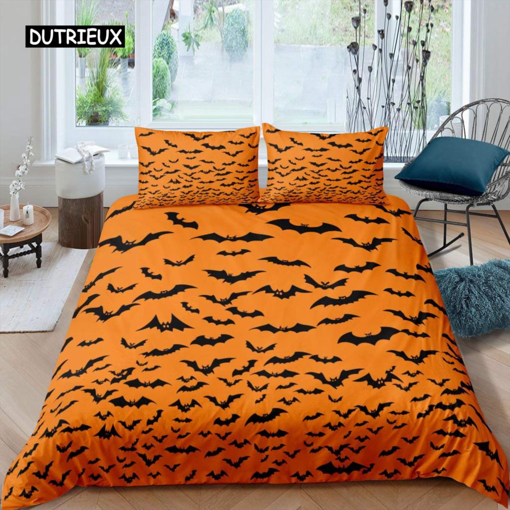 Halloween Flying Vampire Bedding Set Bats Duvet Cover Witchcraft Magic Comforter Cover Single Double King Polyester Quilt Cover