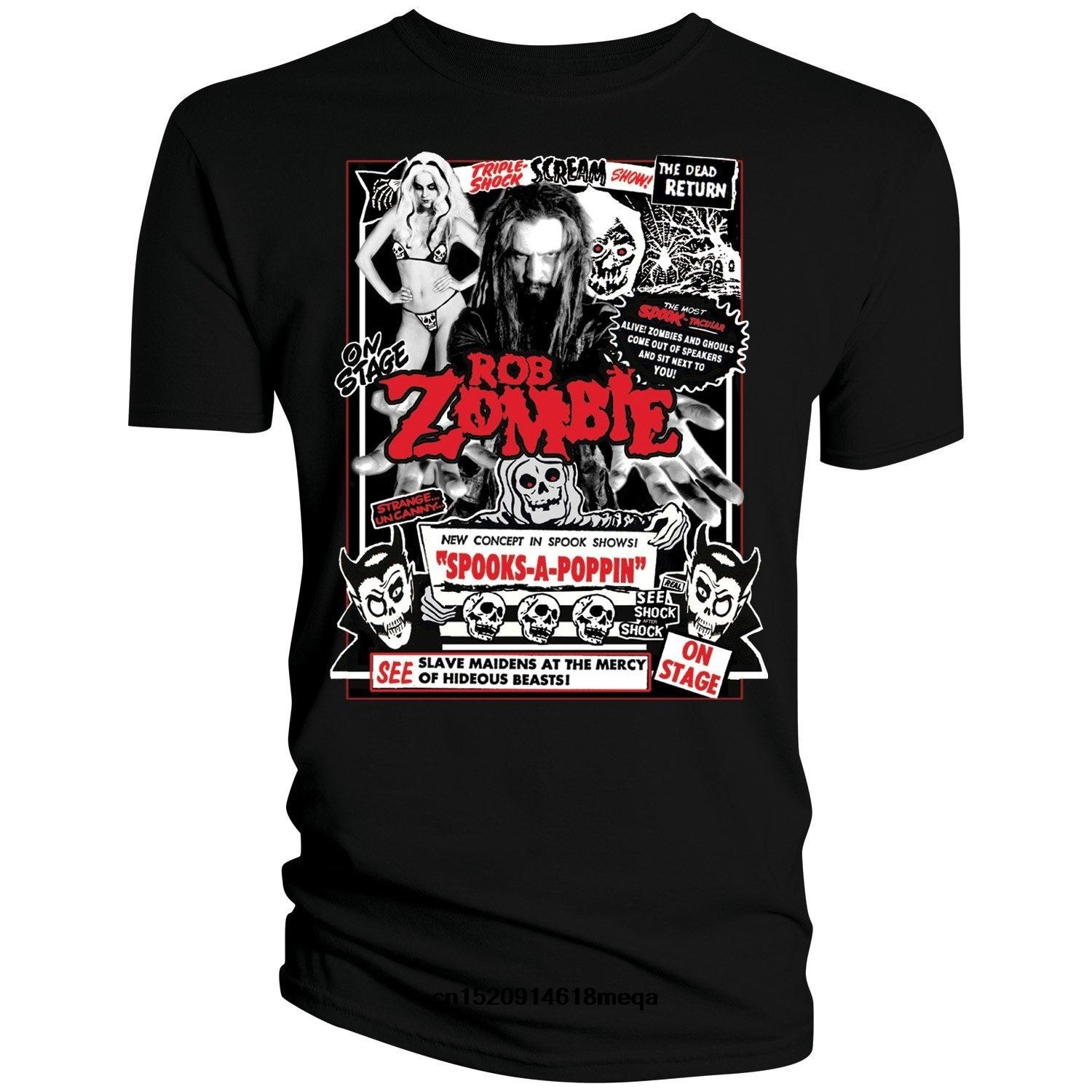 funny t shirts Rob Zombie Spooks A Poppin Black Mens T-shirt - Men s Summer Cotton Graphic Tee S разноцветный
