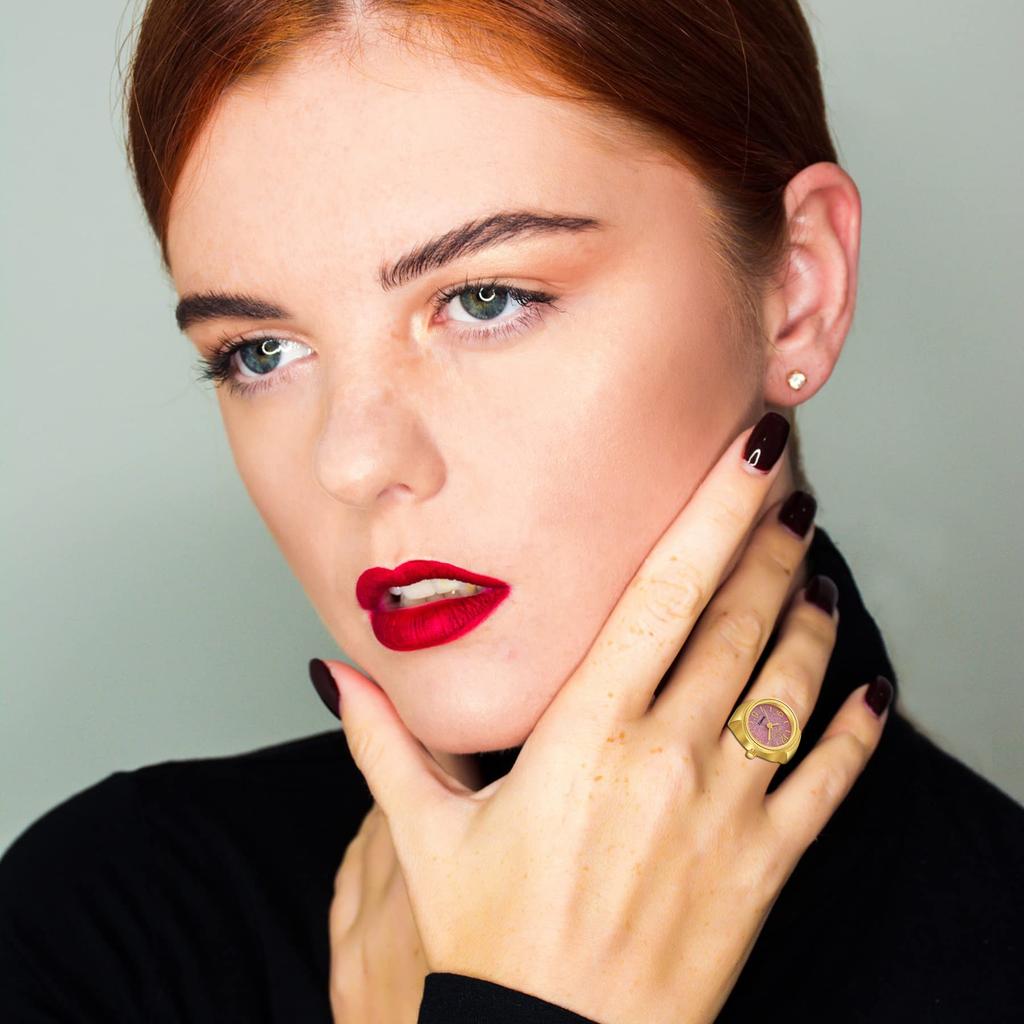 JEWELRYWE Ringuhr Antike Ringuhr Valentinstag Weiß Tagesgeschenk Ringuhr Einheitsgröße Wasserdicht Damen Analog Gold Geburtstag Jahrestag Rosa