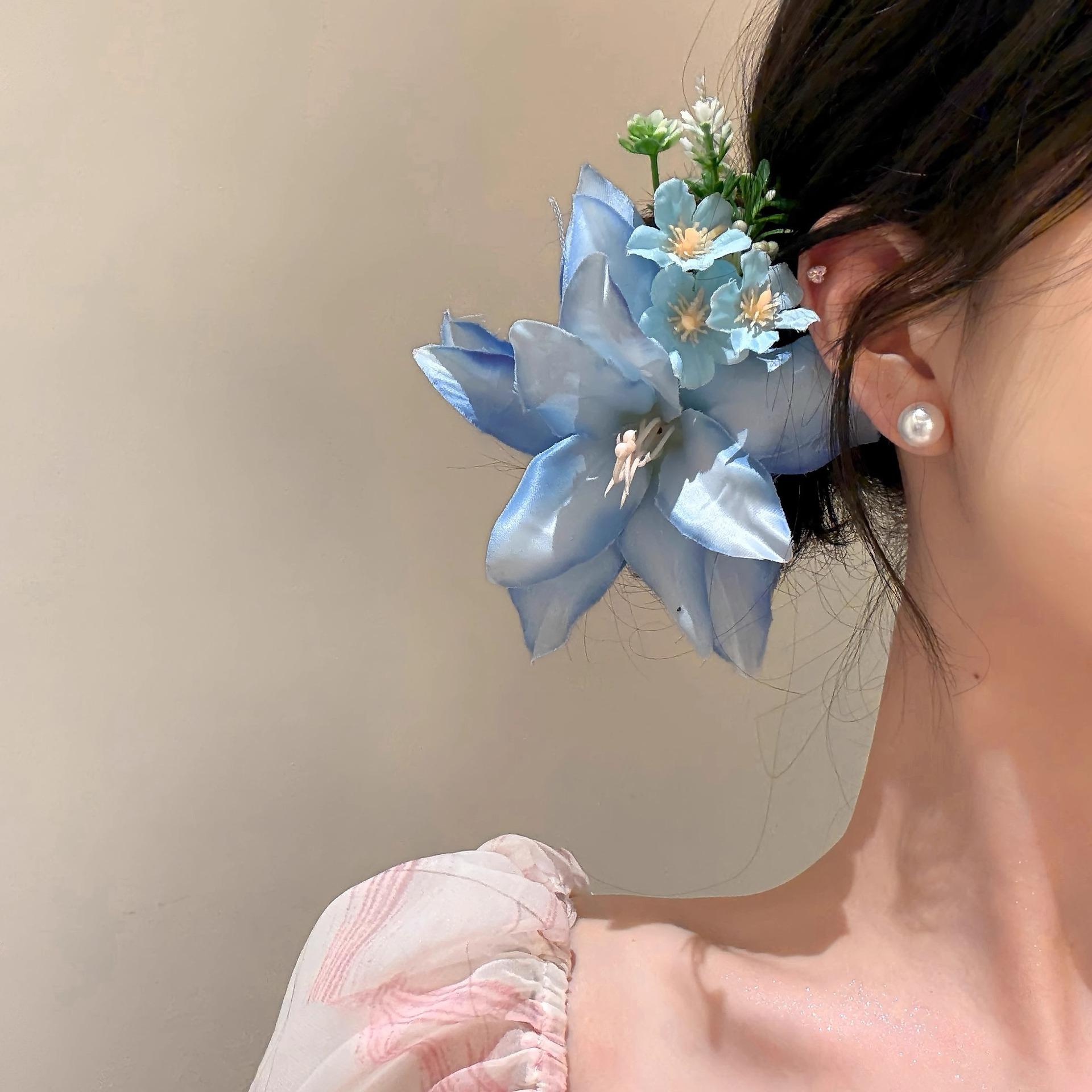 Атмосфера Бессмертного Желания Супер Оранжевая Лилия Боковая Заколка Женская Затылок Высококлассные Аксессуары Для Волос Отпуск