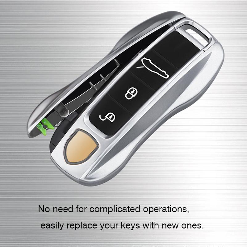 AABKT1 For Porsche Cayenne Panamera Macan Cayman 718 911 Taycan Gloss Chrome Key Shell Car Key Case Metal Material