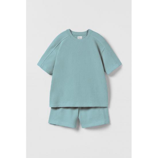 Waffelstrukturierter Shorts-Kinderanzug