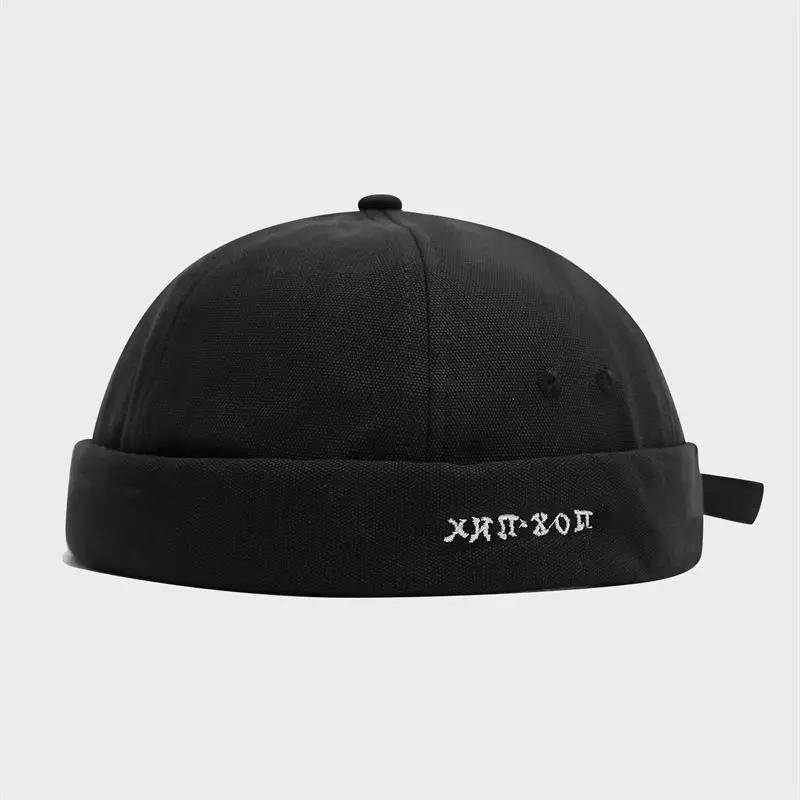 LDSLYJR Four Seasons Cotton Letter Docker Cap Brimless Hat Beanie Hats Landlord Sailor Cap Men and Women 217
