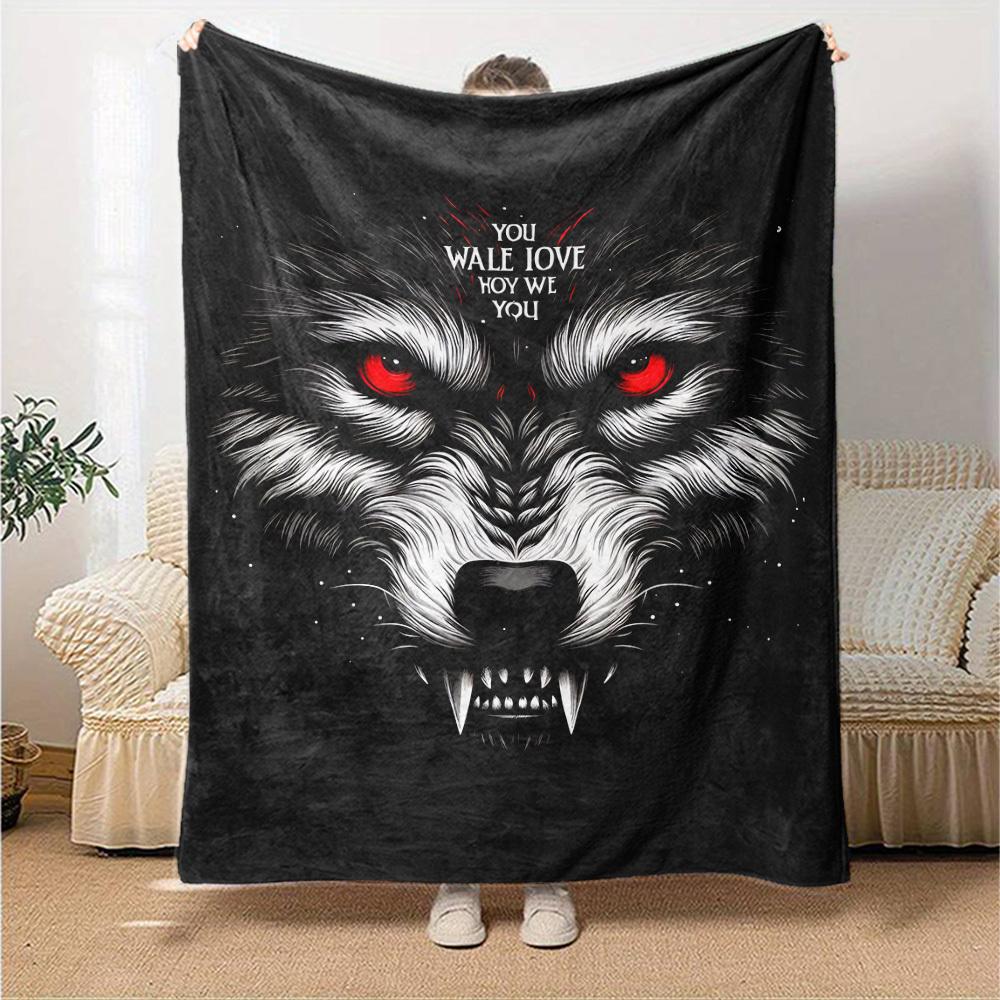 1pc Wolf Love Throw Blanket Soft Flannel, Cozy All Season Polyester Perfect for Home, Office