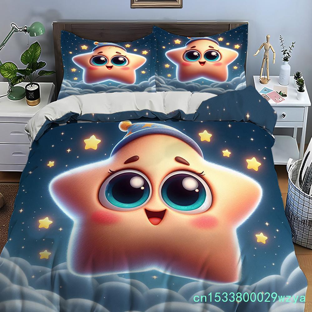 Cute Cartoon Stars Print Bedding Set Duvet Cover 1 Duvet Cover 2 Pillowcases Adult And Kids Bedding Set Luxury Children's Gifts