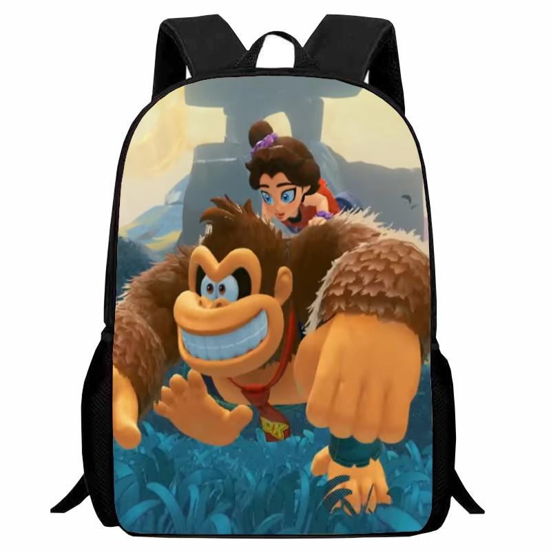 Donkey Kong Bananza, full-open student schoolbag, cartoon backpack, male