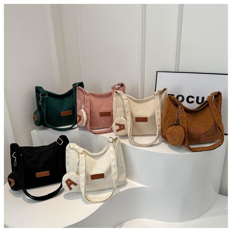 2024 NEW Crossbody Bag Corduroy Shoulder Bags Large Capacity School Book Bag Fashion Bags for Teen Girl Student