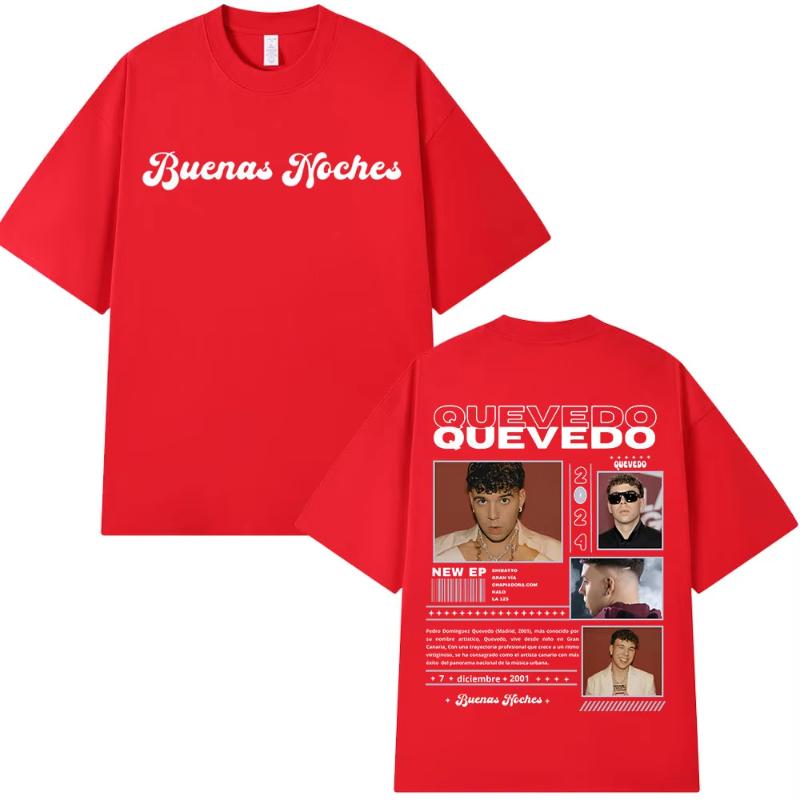 Rapper Quevedo Buenas Noches Tour 2025 T Shirt Unisex Women High Quality Tshirts Oversized Cotton Tshirt Streetwear Short Sleeve