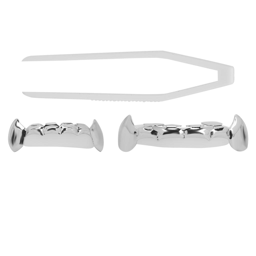 Hip Hop False Teeth Set Reusable Unfading Copper Halloween Festival Teeth Decoration Brace
