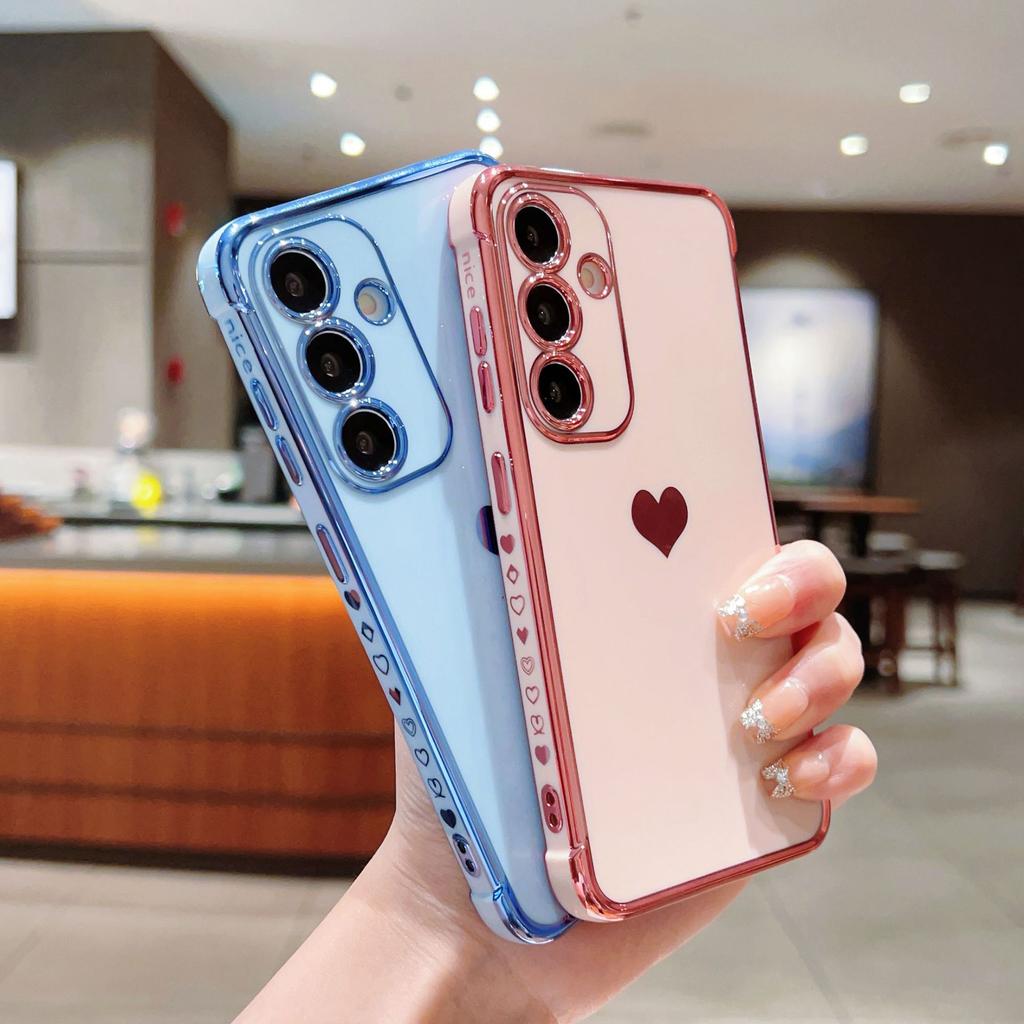 Suitable for Samsung S25ULTRA Side Electroplating Love Mobile Phone Case A14 Silicone All Inclusive A54 Protective Case