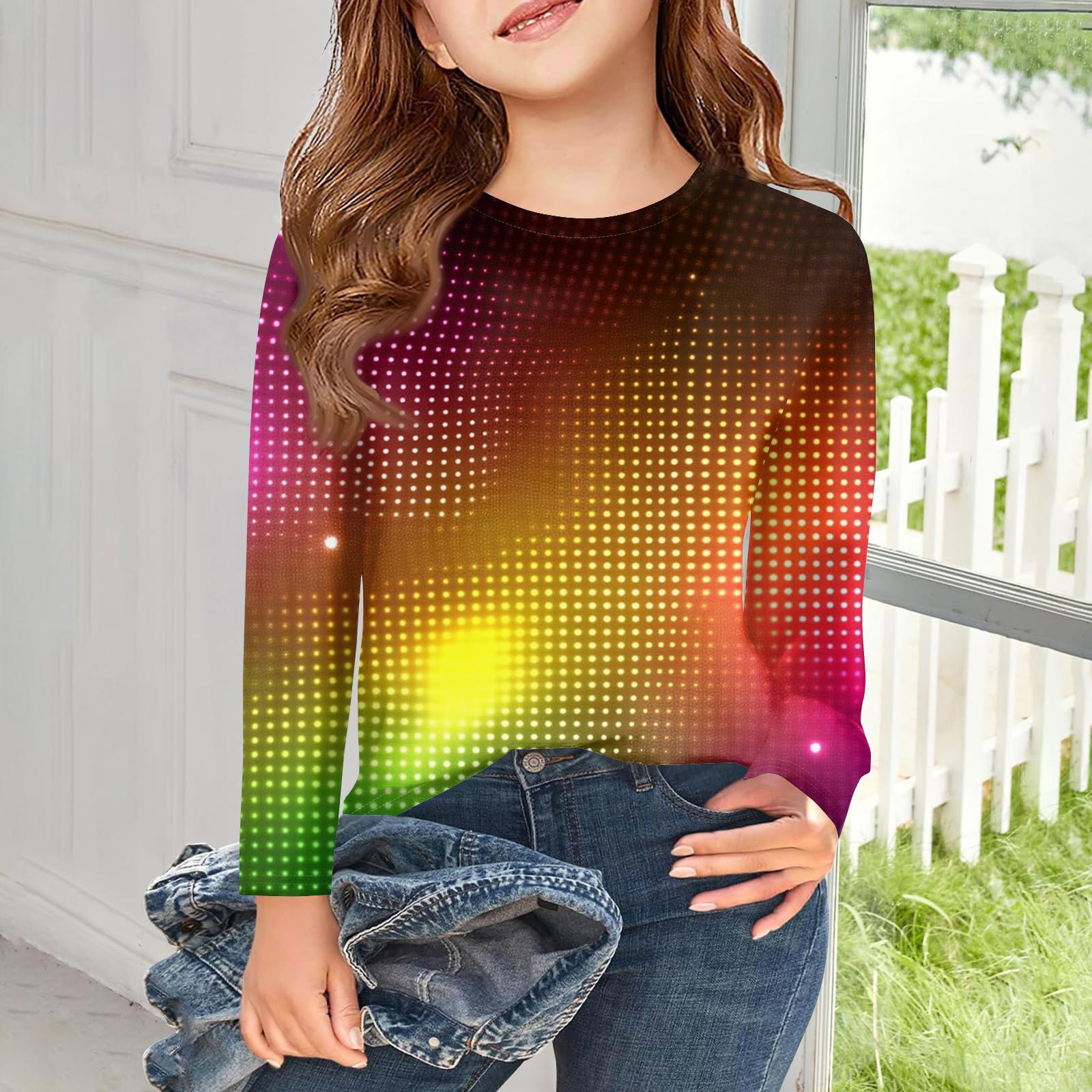 

Girls Long Sleeve T Shirts Kids Fall Tops Crewneck Printed Basic Tees 150