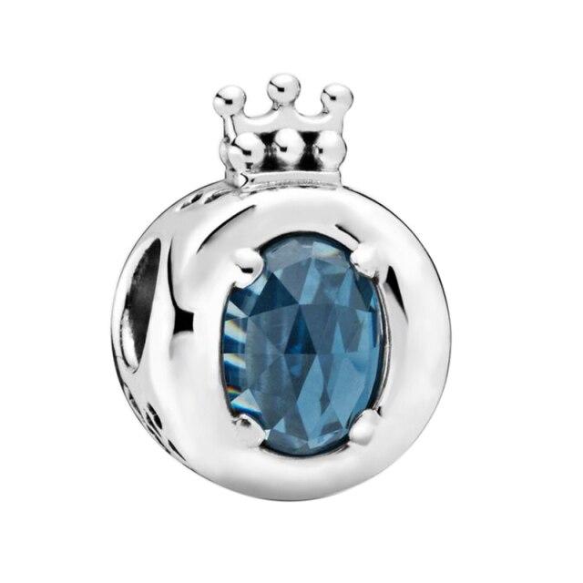 New Zircon Crown Pendant Bead Safety Chain Fit Original Fashion Charms Silver Color Bracelet Women Girl Jewelry Custom