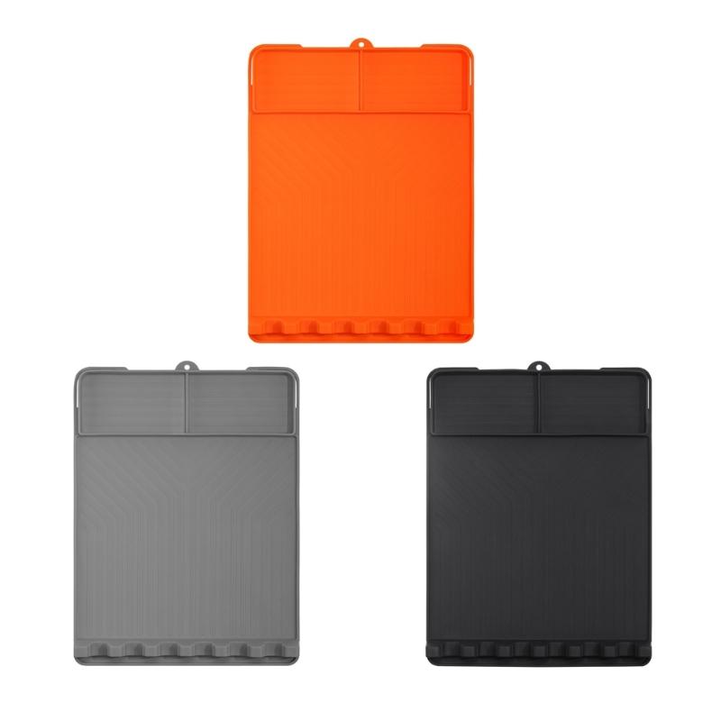 Outdoor Barbecue Shelf Pad for Serving Changes, Flexible BBQ Side Pad with Split Bays, Spill Lip and Rest Cuts
