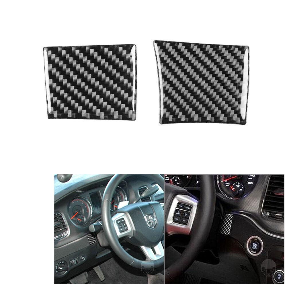 Carbon Fiber Steering Wheel Side Panel Cover Trim For Dodge Charger 2011-2014