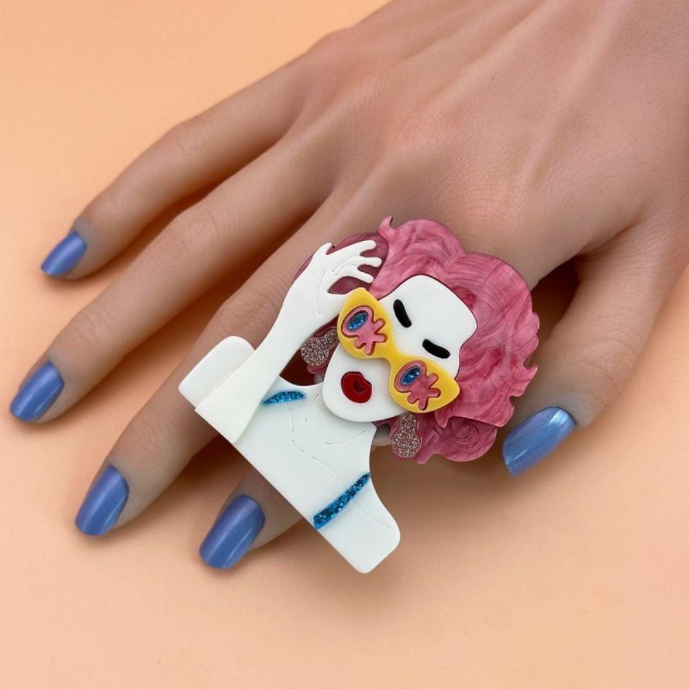 Finger Circle Acrylic Abstract Ring Waterproof Modern Lady Finger Circle  Festival Gifts