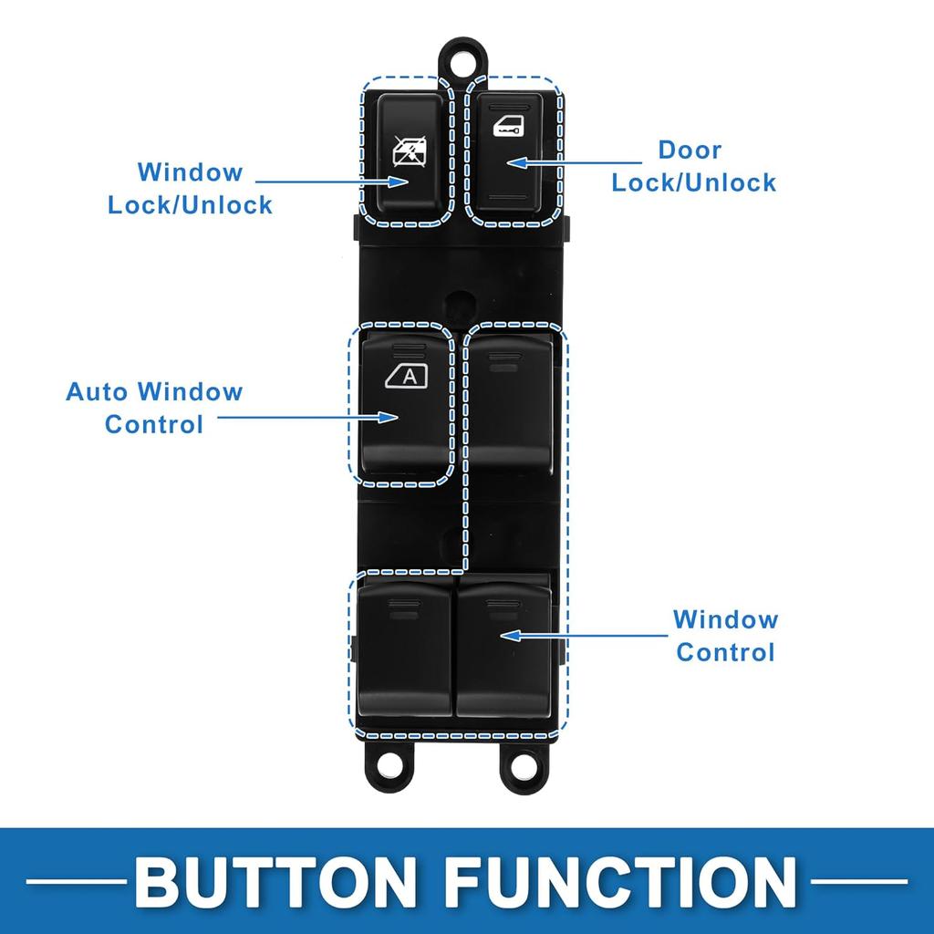 Power Window Switch No.25401EA003 Front Left Driver Side Window Control Switch for Nissan Frontier Xterra 2005-2012 Black
