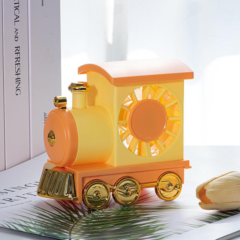 

Creative Cartoon USB Rechargeable Portable Train Fan - Cute Student Desktop Electric Gift Factory Wholesale