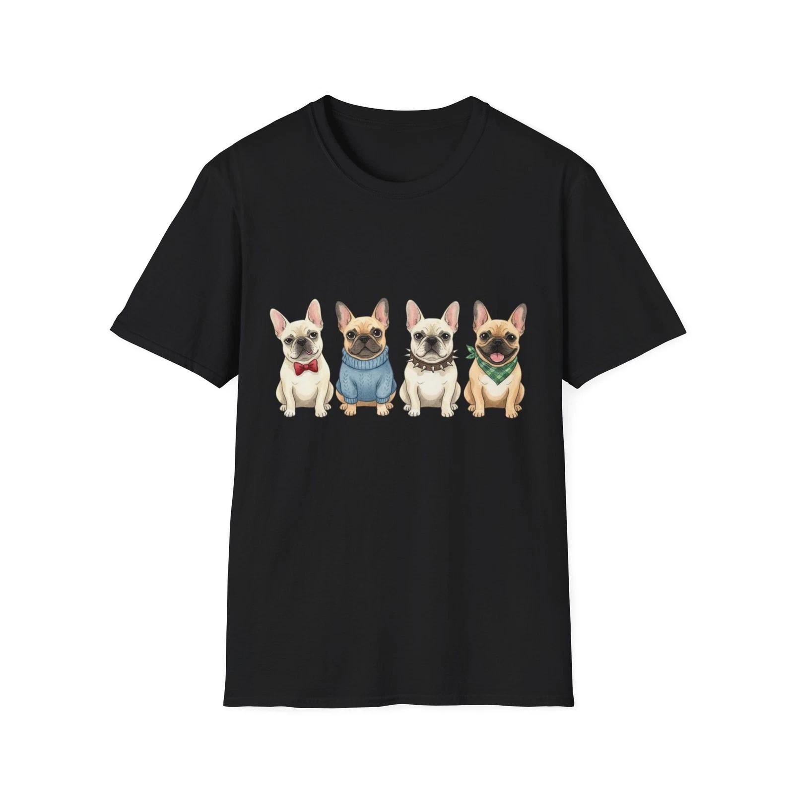 French Bulldog Watercolor Cute Vintage Black Tee Animal Graphic T-Shirt 4XL