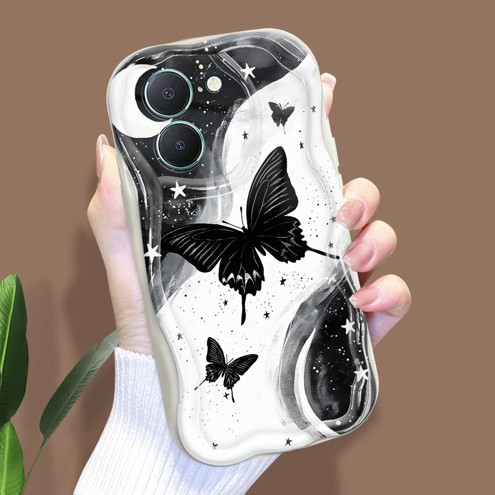 Cute Cartoon Pattern Cream Texture Casing Wavy Edge Soft Silicone Cover Phone Case for Vivo