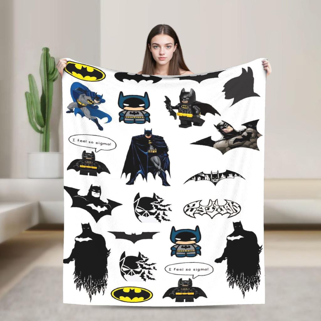 Batmans Graffiti Knitted Blankets Flannel Super Warm Throw Blanket for Bedroom Sofa Bed Rug