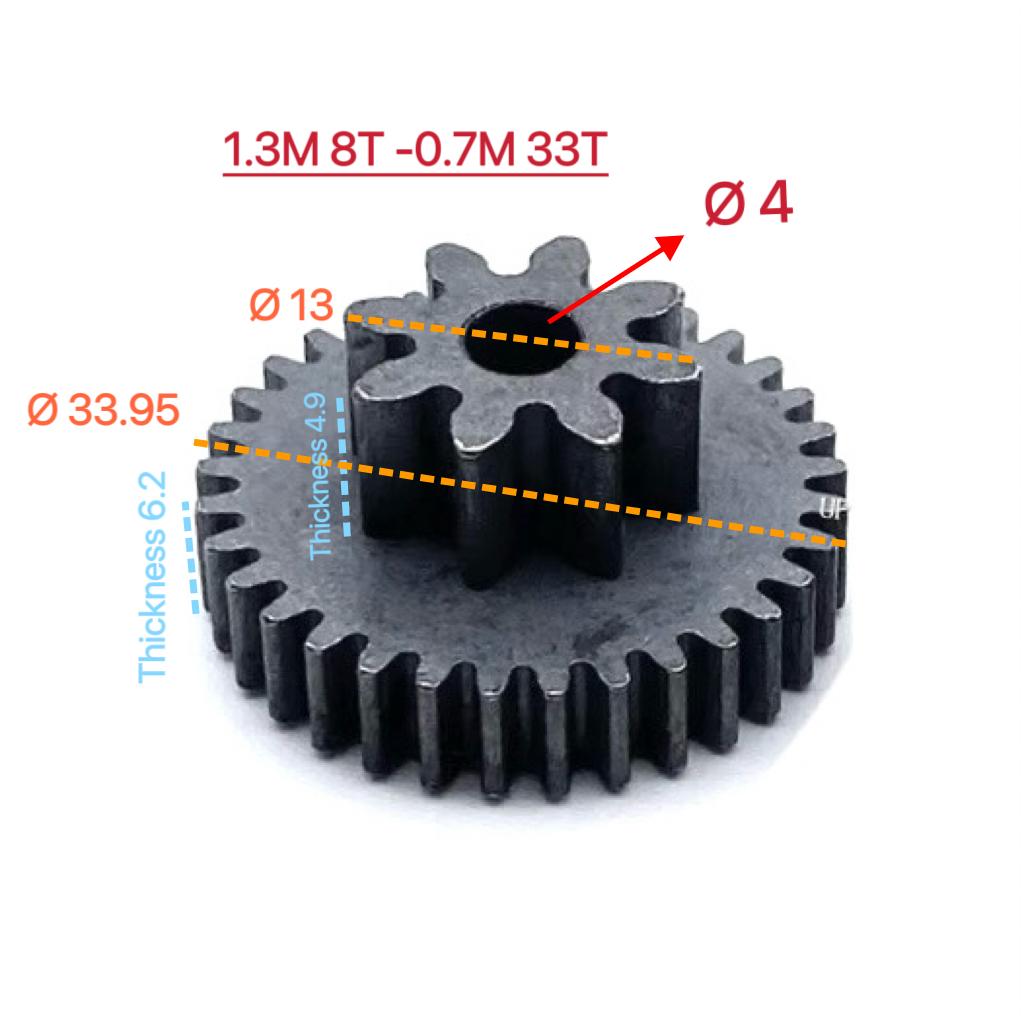 Metal Gear 10T-33T 4mm HOLE Variable Reduction 0.75M+0.7M Double Gear 8/10/33 Teeth Steel Gear