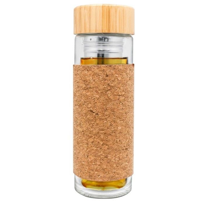 Bouteille à thé en verre et en liège à double paro nerthus