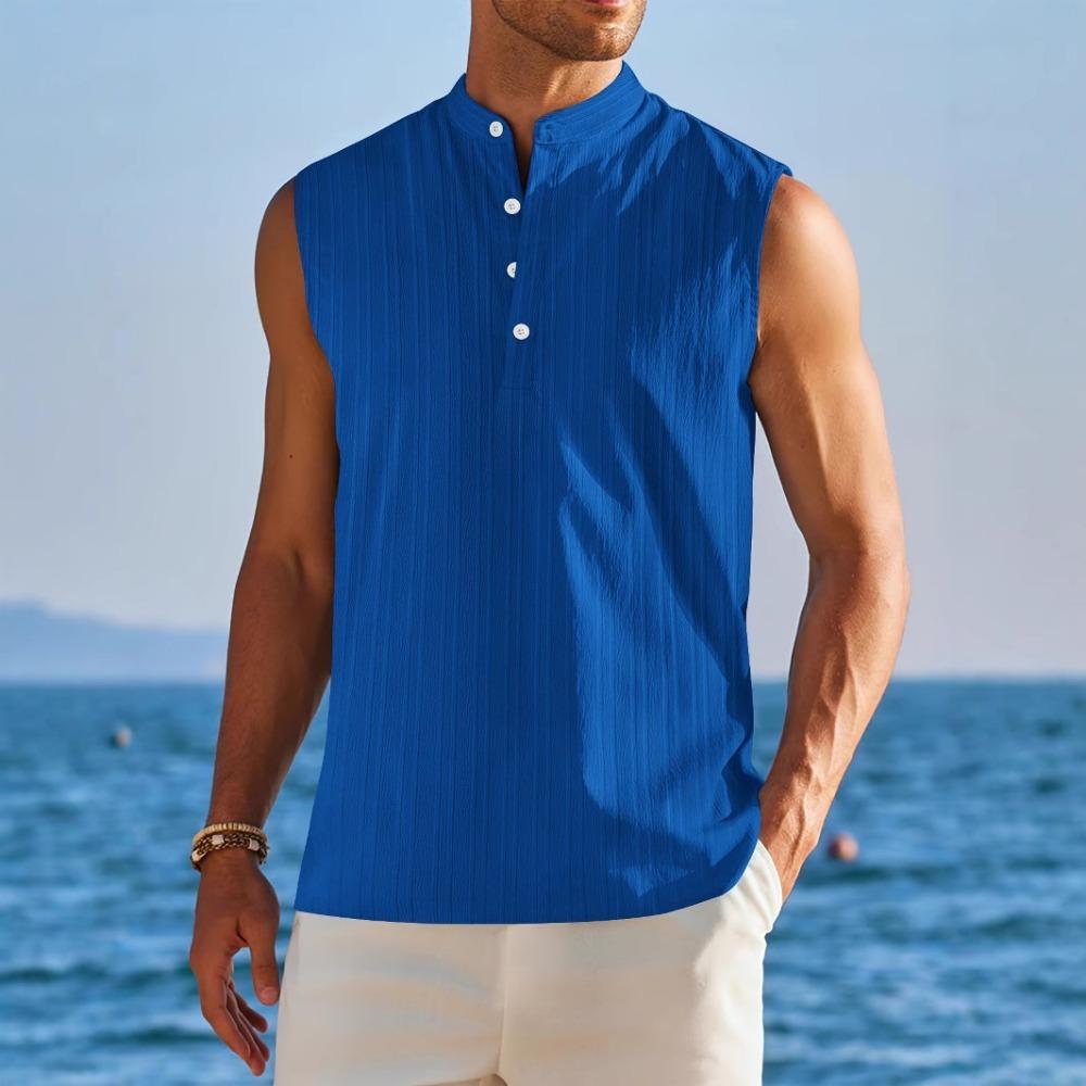 

Мужские рубашки без рукавов Летние пляжные модные повседневные рубашки XXXL синий