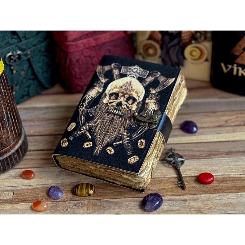 Handmade Leather Journal Valhalla Viking Vegvisir Journal For Traveling Sketchbook Blank Notebook For Men Women Birthday Anniversary Gift