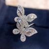 CopperBig Butterfly Rings For Women New Fashion Micro Pave Shinning Zircon Statement Ring