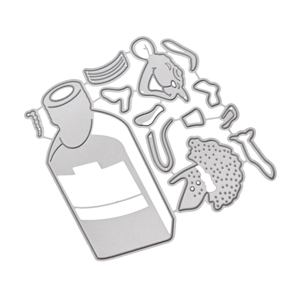 A Mouse Carrying an Oil Pot Metal Silvery Stencil Embossing Cutting Dies For Diy Scrapbooking Paper Album Cards Making