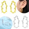 925 Silver Golden Leaf Large Earrings Woman's Floral Plant Earring Collection Valentine's Fine Gift Jewelry Accessory