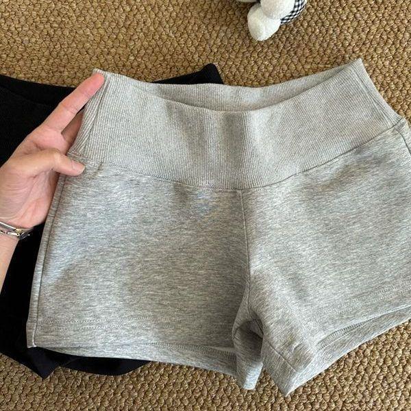 High-Waisted Gray Hot Pants: Slimming, Leg-Lengthening Cotton Sports Shorts for Spicy Girls - Casual Summer Wear