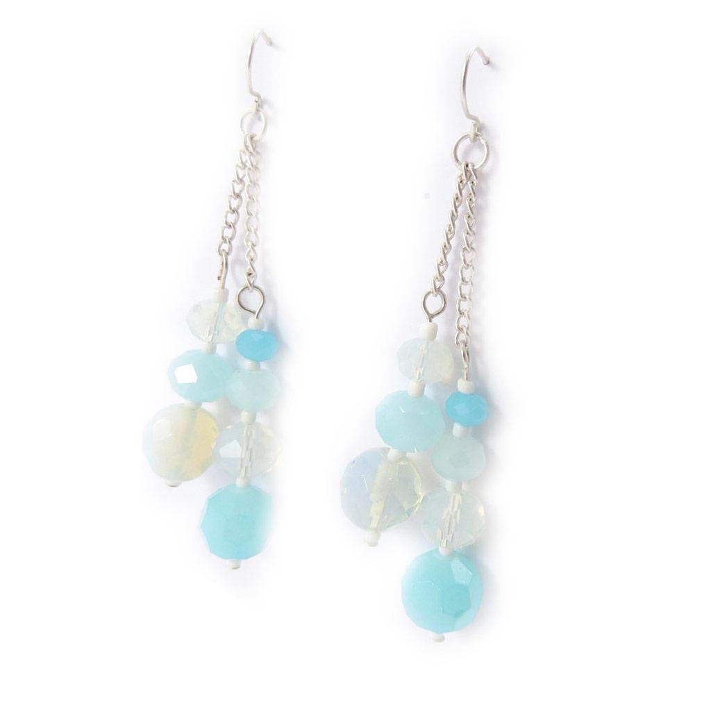 Les Trésors De Lily [J8548] - Opalescent Blue 'Mineralia' Designer Earrings
