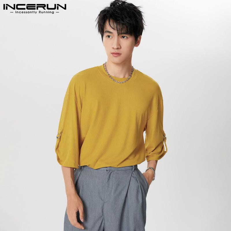 INCERUN Pánská nadměrná ležérní trička s 3/4 rukávem a volného střihu