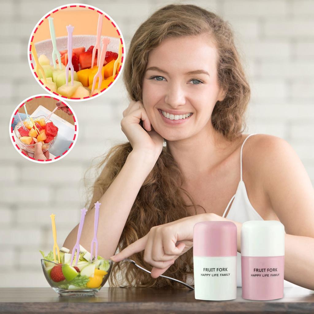 Disposable Fruit Forks, Food-grade Fruit Picks, Plastic Two-toothed Household Cake And Dessert Forks, Small Forks For Pastries