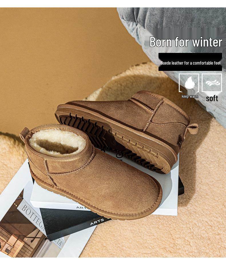 Women's 2025 Winter Rain and Snow Boots - Leather, Fur-Integrated, Warm, Non-Slip, Genuine Leather Short Boots