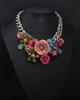 Farbige Blumen Kristall Edelstein Kurze Schlüsselbein Halskette Gewebt Damen Zubehör