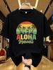 Wzm105123hawaii Print Plus Size Unisexs Round Neck Summer Casual Short Sleeved Street Fashion Versatile Tshirt