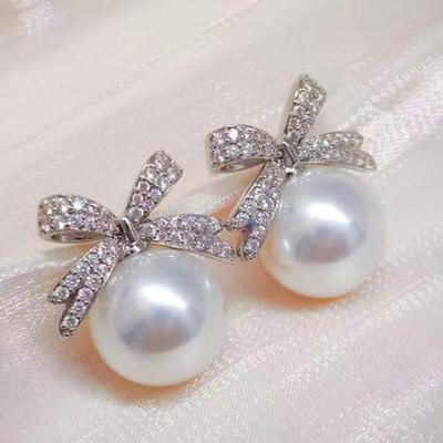 1 Pair Women's Silver Needle Earrings with Diamond Imitation Pearl Inlay Fashionable Niche Design Elegant Jewelry Earrings