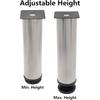 4 Pack Adjustable Furniture Legs Round 2" Dia Thickened Stainless Steel Sofa Shelves Table Kitchen Adjustable Feet 8" Height