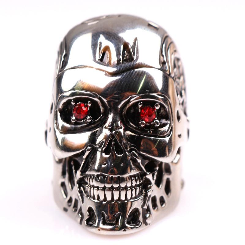 Terminator Skull Ring With Electroplated Alloy For Halloween Costume And Unisex Fashion