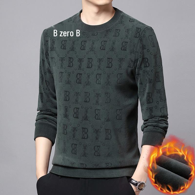 Men's Thick Warm Fleece Hoodie for All Ages, Stretchy Plain Jacquard Lining, Round Neck Australian Fleece Top