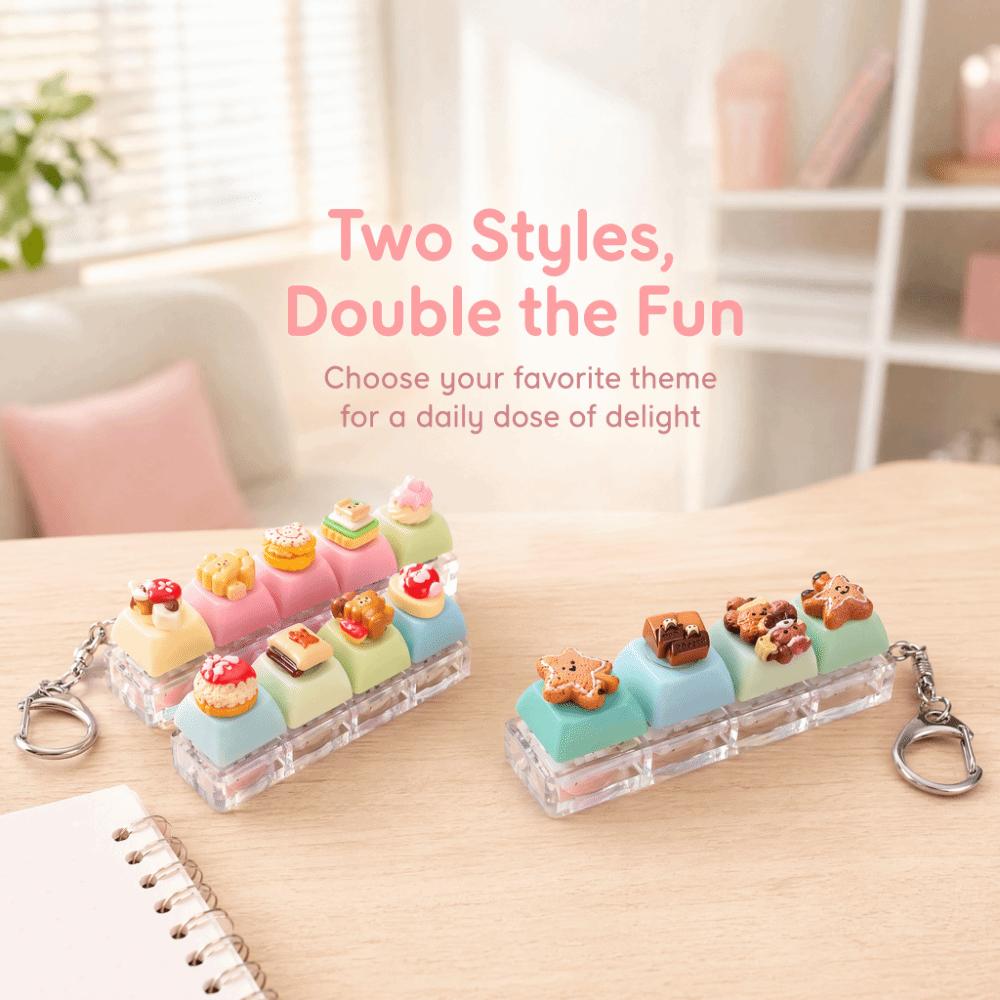 4 Key Anti-stress Toy Pendant Bear Keycap Stress Relief Clicker Fidget Keychain  Decompression Gift